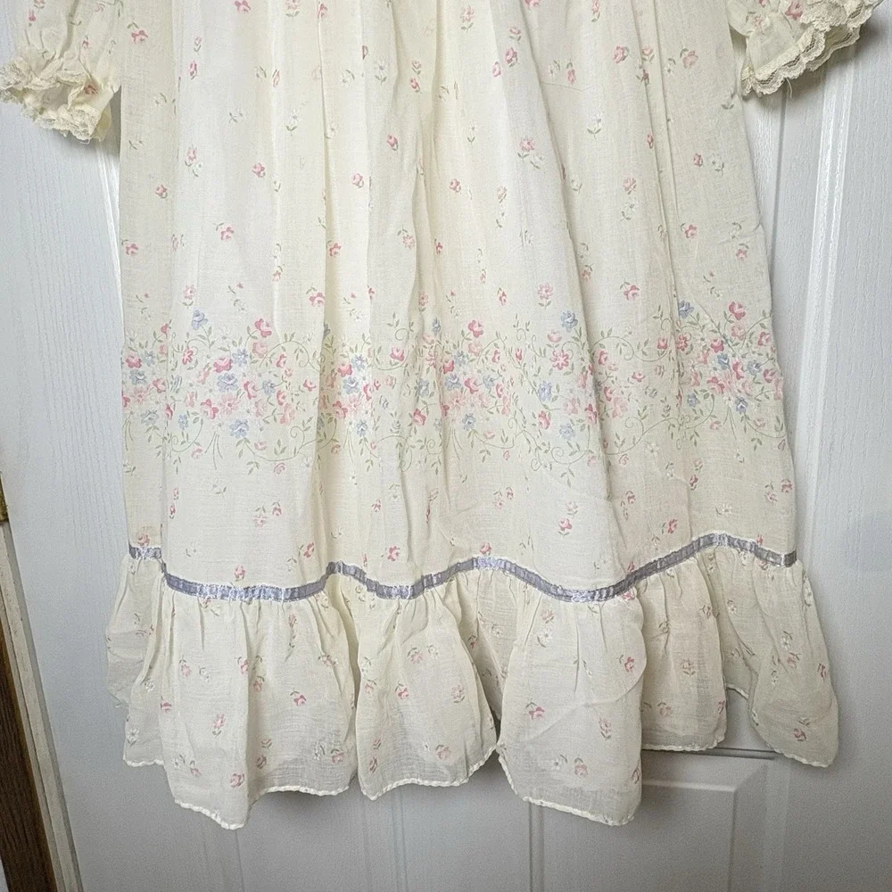 Ruth Of Carolina Dress Sz 5 VTG Lacy Prairie Style Lined Floral L - Picture 3 of 16